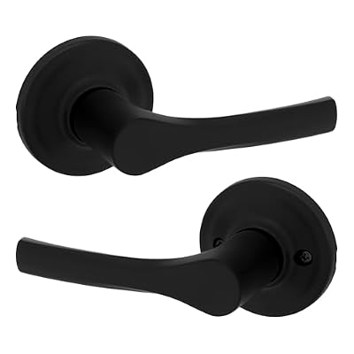 Kwikset Henley Interior Passage Door Handle, Lever For Closet and Hallway Doors, Reversible Non-Locking Handle Lever, Matte Black, with Microban Protection