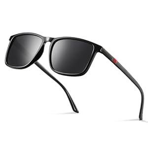 Occhsouo Polarisiert Sonnenbrille Herren - Damen UV400 Schutz Sunglasses Men Women TR90 Ultraleichte Rahmen Schwarz CAT 3 CE Retro Sport Polarisierte Sonnenbrillen für Angeln, Fishing, Fahren, Ski
