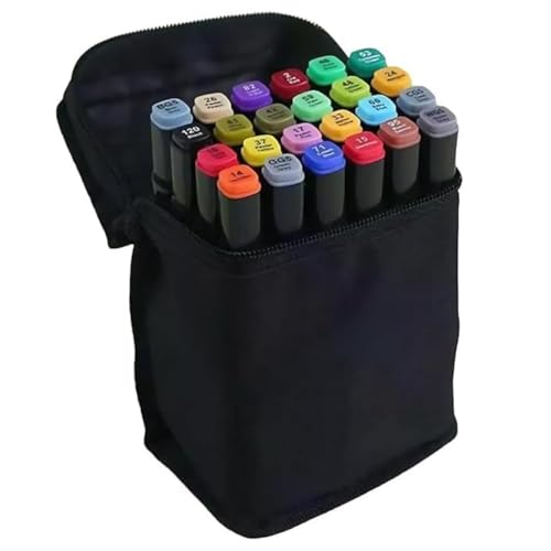 Kit de Canetinhas Ponta Dupla para Colorir – Estojo com Marcadores Coloridos Permanente (24 Cores)