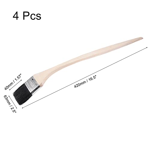 uxcell Bent Radiator Paint Brush 17" Length 2.5" Width Bristle with Long Wood Handle for Wall Treatment Black 4Pcs by uxcell - Image 2
