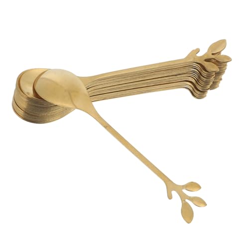 Healifty 20 piezas Cucharas Inoxidable con Diseño de Dorada Cucharillas para Yogur Café Postres y Condimentos Resistentes y Fáciles de Limpiar para Uso Diario y Ocasiones Especiales