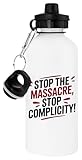 Oldrytee Stop The Massacre Flask Water Bottle White Thermo