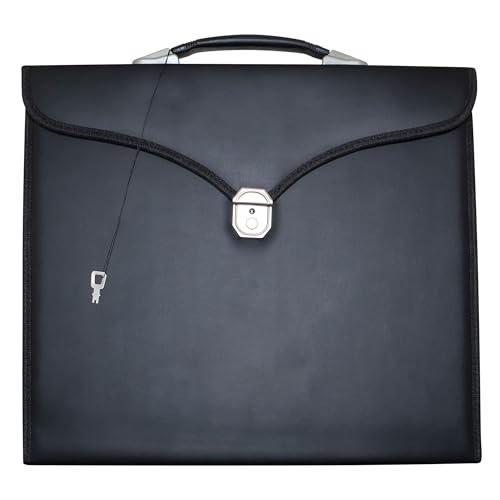 Image of Masonic Apron File Case MM /WM Size Black Imitation Leather with Handle | Art Portfolio Display Carrying Bag