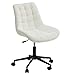 Produktbild Drehstuhl TASK höhenverstellbar in weiß, Bürostuhl mit Metallgestell in schwarz, Schreibtischstuhl mit 5 Doppelrollen, drehbarer Computerstuhl mit bequemer Sitz- und Rückenpolsterung aus Bouclé-Stoff