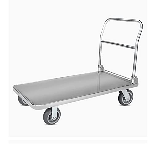 BKWJ Warenkorb, Folding 304 Edelstahl Wohnung Auto, Wagen, tragbarer Push-Truck, Allradwagen, Lichtwagen, maximale Last 400kg