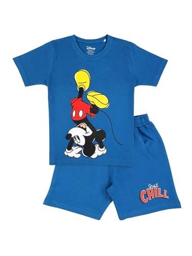 Image of Nap Chief Kids Cotton Mickey & Friends Printed Co ord Sets for Boys & Girls, T Shirt and Shorts for Casual Wear