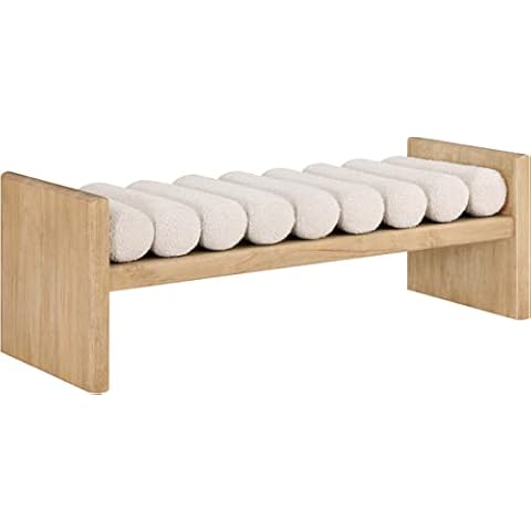 Meridian Furniture Modern Cream Boucle Bench Cover
