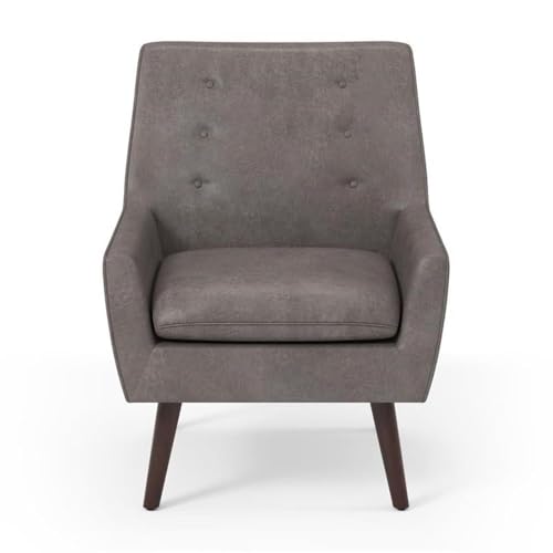 Sillón tipo barril marrón de tela con patas cónicas miniatura 4