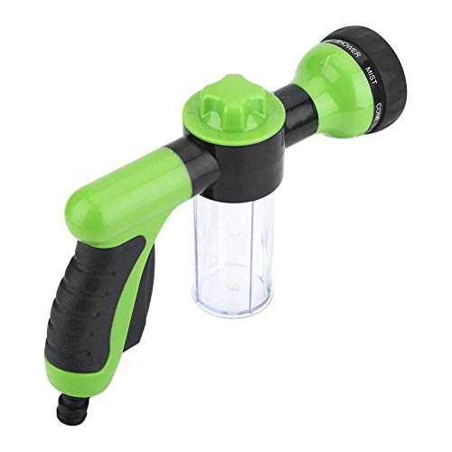 Garden Hose Nozzle, High Pressure Spray Gun Nozzle 6m Spray Range Heavy Duty Metal Water Hose Nozzle with 100ml Soap Dispenser Bottle for Car Washing Pet Shower(Green)