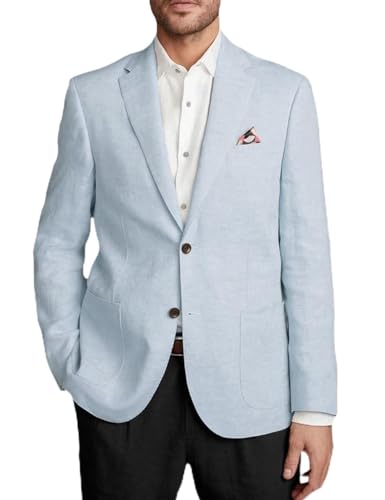 Wangyue Men's Linen Jacket Casual Sport Coat Slim Fit Lightweight Linen Blazer Jacket Stylish Two Buttons Sports Jackets