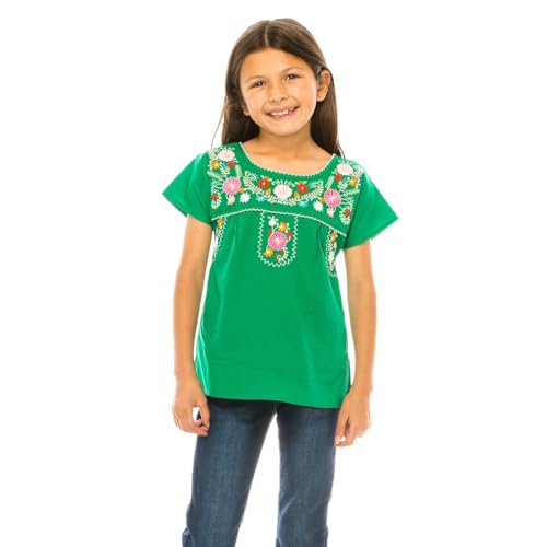 Image of unik Girls Cotton Embroidered Floral Blouse for Birthdays, Cultural Events, Cinco De Mayo