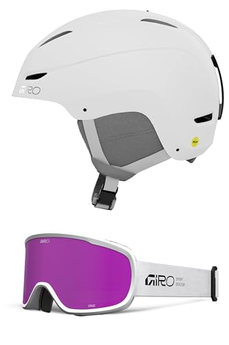 Image of Giro Ceva MIPS Womens Snow Helmet /Goggle Combo - (Combo) Matte White - White Stacked Pink - Size Medium