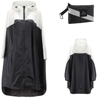 Waterproof Hooded Raincoat for Men and Women Outdoor Backpack Rain Coat Poncho Jacket Cloak Trench (Color : Black white, Size : One Size)