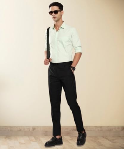 Image of MALENO Slim Fit Ankle Length Cotton Lycra Blend Formal Trouser for Men | Stretchable Ankle Length Formal Pant for Men