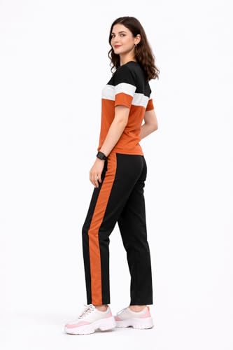 Image of Women's Co-Ord Set | Half Sleeve Round Neck T-Shirt with Matching Track Pants | Stylish Casual Lounge Wear, Travel Wear, Gym Wear & Daily Wear Outfit for Women