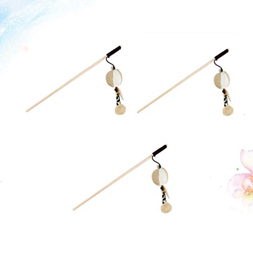 Amosfun 3 peças Brinquedos de varinha de gato com penas de abóbora Teaser Stick Brinquedos com sino