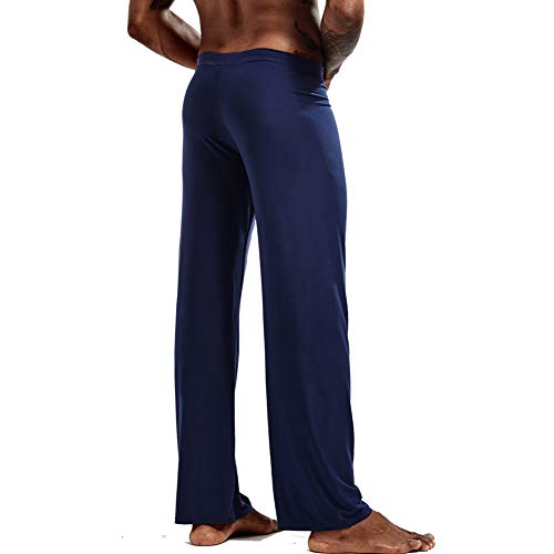 K-Men Men's Sweatpant Elastic Loose Fit Yoga Pants Quick Dry Breathable Navy Blue Pants #TOP2