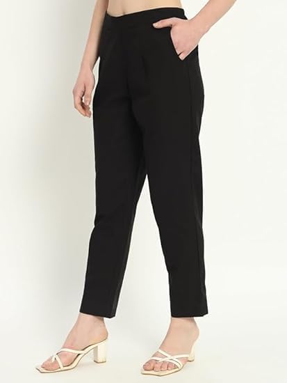 Image of Women's Trousers Pants Formal Office Wear, Pure Cotton Comfortable Pant | Styles Ideal for Professional and Casual Outfits