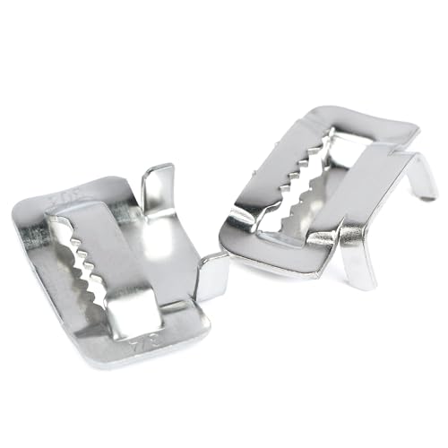 U.S. Solid Edelstahl-Umreifungsset 304 - Profi-Palettenband mit 19mm x 30m Edelstahlband, 100 Sicherungsclips & Hammer für stabile Ladungssicherung