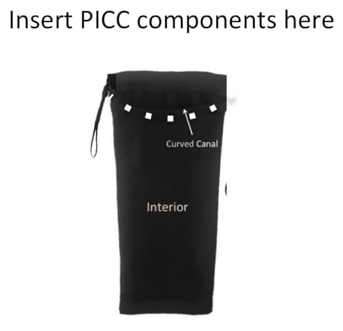 Image of PICC /IV Arm Cover /Sleeve-U- Shape Canal Skin Barrier and Adjustable Toggle for the perfect fit! (Black, Medium)