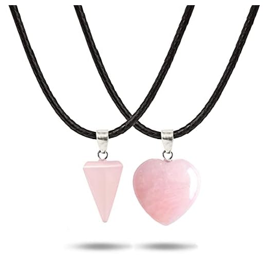 HAND-PRO Collar Cuarzo Rosa Piedra Natural Collar corazón de Cuarzo Natural Colgante Cuarzo Rosa Collar Cuarzo Natural