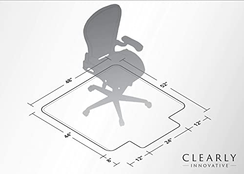 Image of Tempered Glass Chair Mat with Lip for Carpet, 48 inch x 52 inch Tabbed, Clear