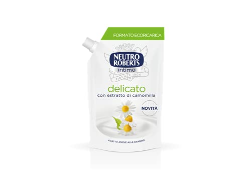 Neutro Roberts, Ecoricarica Detergente Intimo Delicato, Ricarica Detergente per l'Igiene Intima con Camomilla, 100% Naturale - Adatto a Pelli Sensibili, Per Donne e Bambini - Flaconi da 400 ml