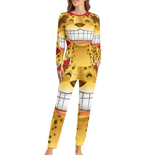 Ensemble pyjama femme d'or anti-froid avec pantalon et haut long