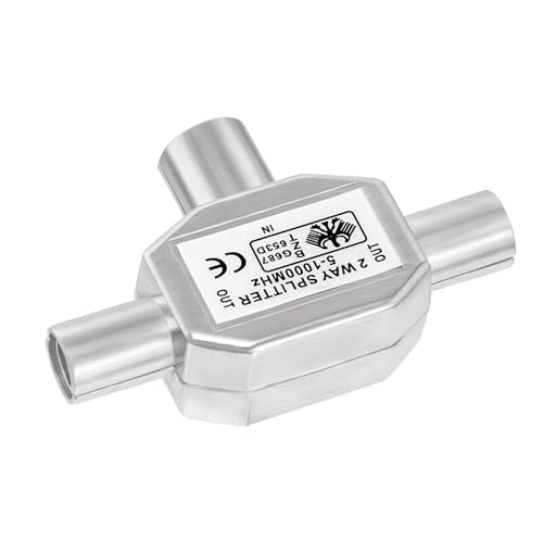 Bingfu Satellite Splitter 2-Way TV Aerial Splitter for Dual Screens - 2 Way 1 Female to 2 Male T-Coupling Coax Adapter Connector - Image 2