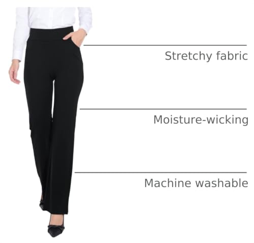 ZTN Dress Pants Women Black Work Pants High Waisted with 4 Pockets, Cozy Bootcut Trousers for Office Work Business Casual Yoga Black M by ZTN - Used condition - US$34.16