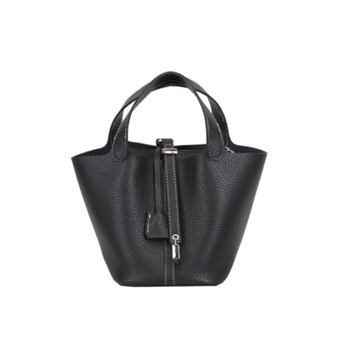 Fashionable solid color lock design bucket bag, vegetable basket, ladies' elegant and versatile shoulder crossbody2