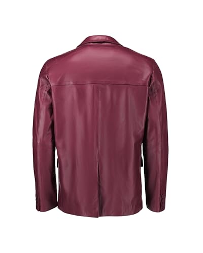 Image of Jild Invisible Stitching Casual Leather Blazer for Men - 2-Button Closure Coat Style Regular Fit Lambskin Leather Jacket Men
