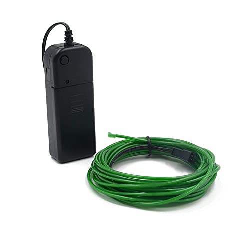 Reyzauyr El Wire Grün, El Draht Neonlichter, Batteriebetriebene Wire Pack Treiber Mit 3 Modi Lichterkette für Weihnachtsfeier Indoor Ourdoor Raumdekoration Hochzeitskneipe (3m/9ft, Grün) Cover
