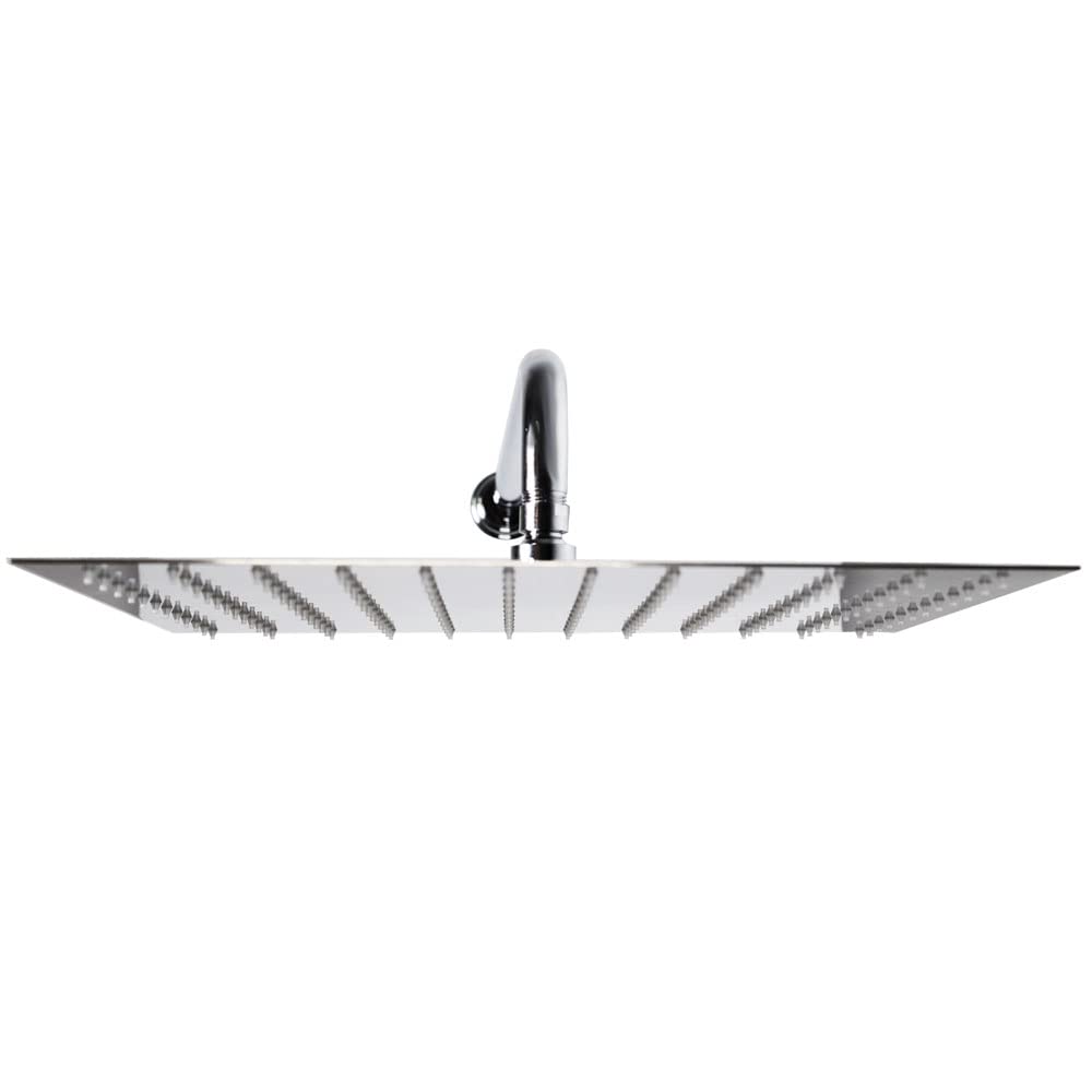 Pomme de douche effet pluie carrée 25 cm avec bras mural 40 cm chrome poli
