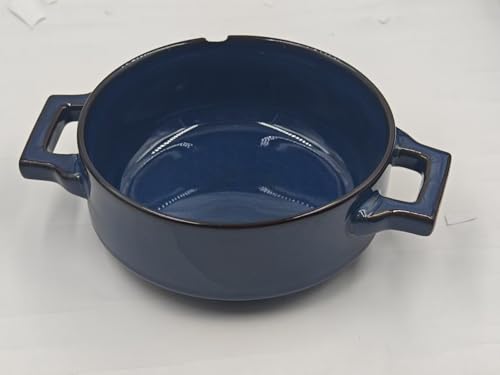 Anmula French Onion Soup Bowls – 27 Oz Ceramic Soup Crocks with Handles for French Onion Soup, Beef Stew, Chili, Cheese – Microwave Dishwasher Oven Safe, Set of 4, Blue