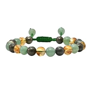 Amazing Gemstone Money Wealth Success Bracelet – Pyrite Green Aventurine Citrine Bracelet Set for Healing Calming Anxiety Stress Relief Gifts Pulseras Para Hombres Mujer Stocking Stuffer (Adjustable)