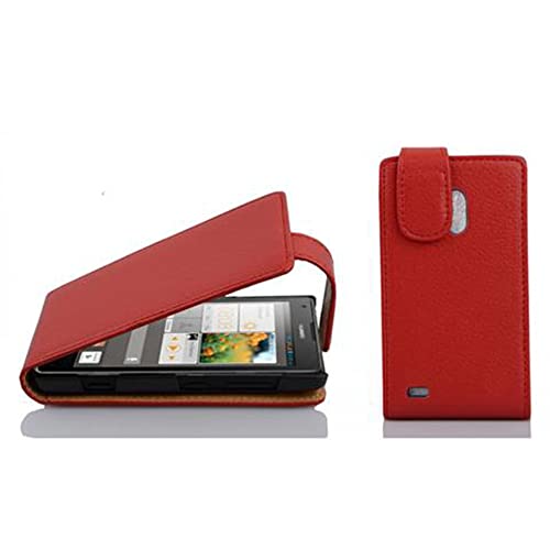 Cadorabo Custodia per Huawei Ascend G700 in Rosso Cremisi - Protezione in Stile Flip di Similpelle Strutturata - Case Cover Wallet Book Etui