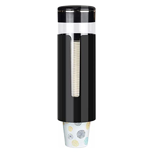 Cup Dispenser, Wall Mount Water Cooler Cup Dispenser fits 4-7 oz Disposable Paper and Plastic Cups, Pull Type Cup Holder for Bathroom, Office, Break Room, Gym, Black