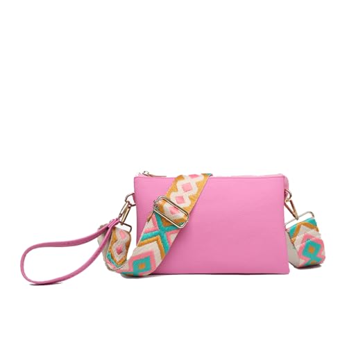 Image of JEN & CO. Izzy Vegan Leather Crossbody Bags Clutch Purses Wristlet Wallet Shoulder Handbag with Guitar Strap for Women