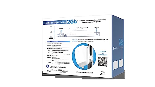 Image of Cambium Networks 60 GHz Bridge in a Box 2 Gb- Extended Connectivity Up to 0.3 Miles (500 Meters)- 3.6 Gbps Throughput- LAN Extension- Backhaul for Outdoor /Remote Wi-Fi Hotspots-(US cord)- C600510C020A