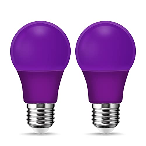 Purple Light Bulb, 5W (40W Equivalent), E26 Base A15 LED Purple Bulb, Party Decoration, Porch, Home Lighting, Holiday Lighting, Decorative Illumination, Non-Dimmable, 2 Pack