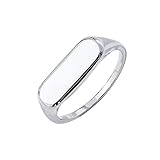 Amazon Essentials Rhodium Plated Flat Top Signet Ring Size 7, Silver