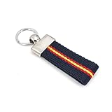 Genérico Llavero con Cinta Textil, Bandera España, Metal Plateado, Diseño Patriótico, Unisex