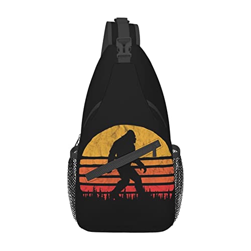 Sunset Bigfoot Sling Backpack Travel Crossbody Casual Chest Shoulder Bag Fashion Fanny Pack