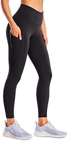 CRZ YOGA Women's Naked Feeling Workout Leggings 25 Inches - High Waisted Yoga Pants with Side Pockets Athletic Running Tights Black Small