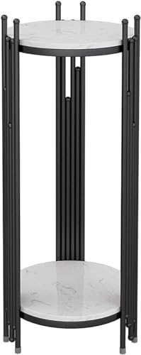 Tall Slim Plant Stand & Side Table for Living Room, Patio Decor & Bedside Table, Round Shape