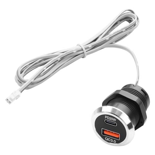 QIANRENON 2P DuPont Terminal do USB i USB C gwintowany stały adapter gniazdo 2-pinowe 2,54 mm Jumper żeński do typu A + typ C żeńskie wbudowane złącze ładowania QC3.0 PD20W, 1,9 m