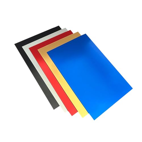 Image of 10Pcs 5-Color Anodized Aluminum Sheets, 5 inch x 7 inch x 1 /32 inch (0.8mm), Black Golden Silver Red Blue, for Laser Engraving & DIY Crafts(10, Various Colors, 5 * 7inches)