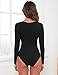 DSPSAM Women's Crew Neck Long Sleeve Bodysuits Basic Casual Going Out Cute Body Suits Fashion T-shirt 2025 (Black, Small)