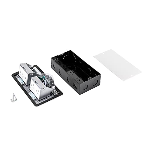 Pop Up Floor Outlet Electrical Kit - Dual Floor Box with 2 x 20A Jacks and 3 x LAN Ports for Countertops, Living Rooms, Offices